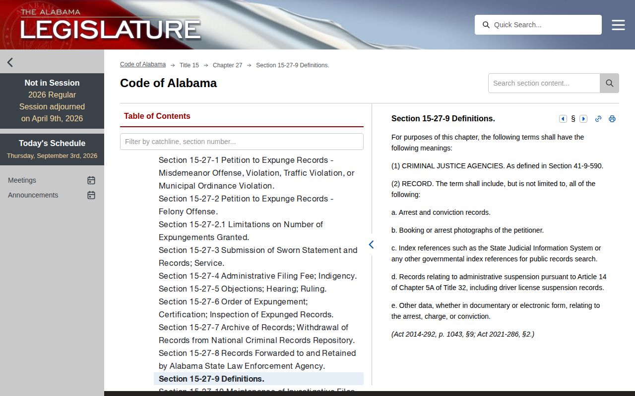 Alabama expungement law for DeKalb arrest booking photographs