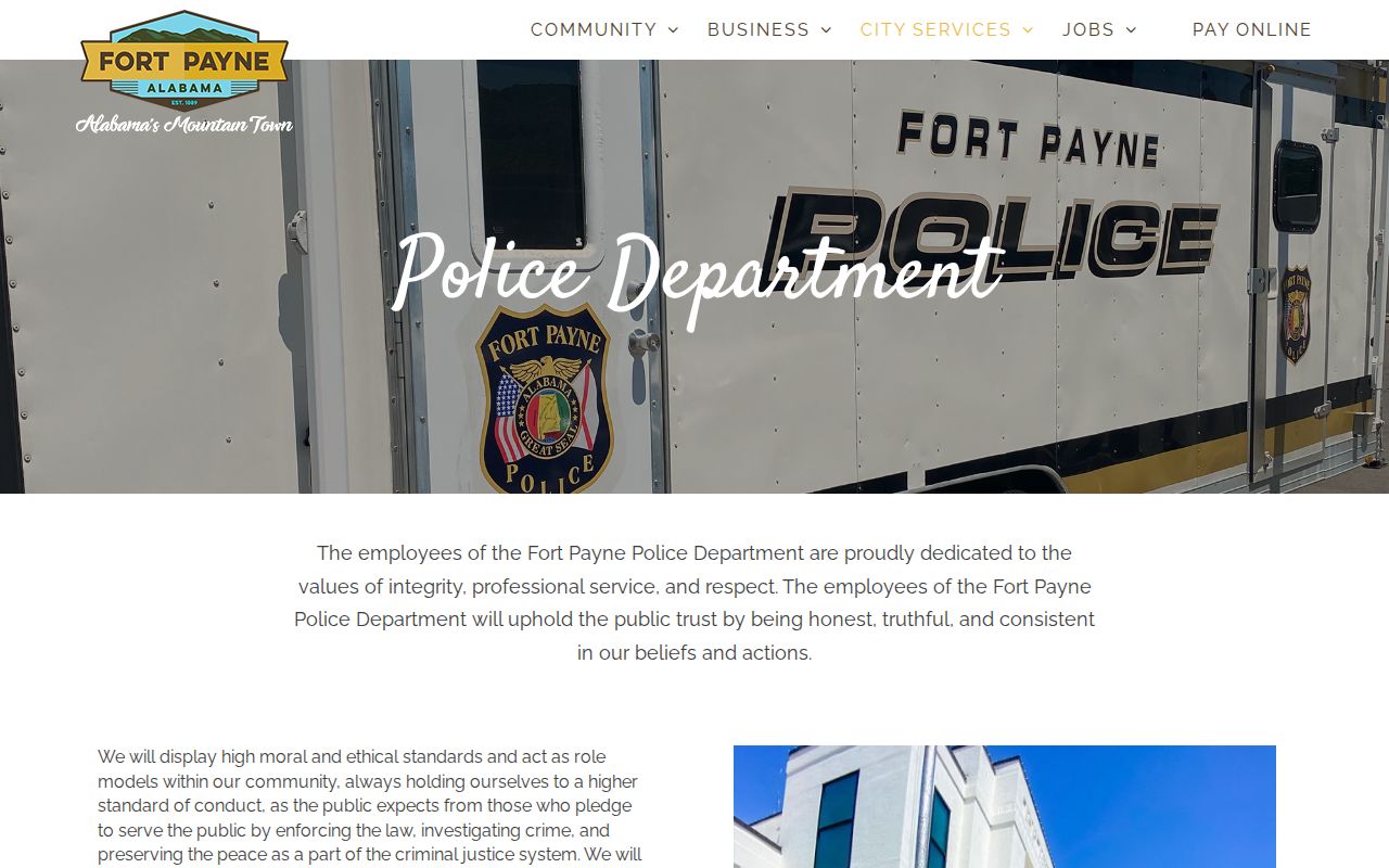 Official Fort Payne Police Department contact page