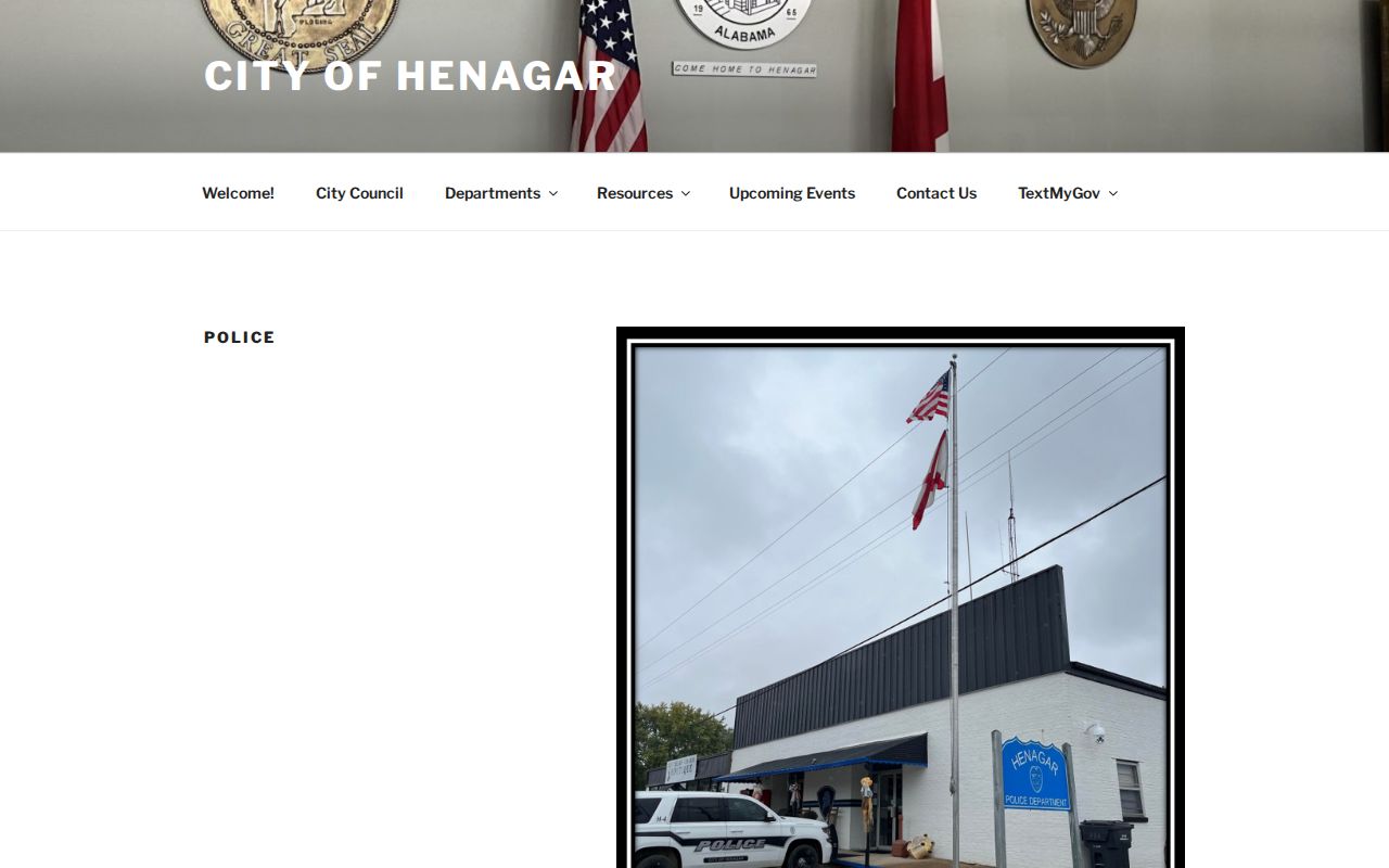 Official Henagar Police Department contact page