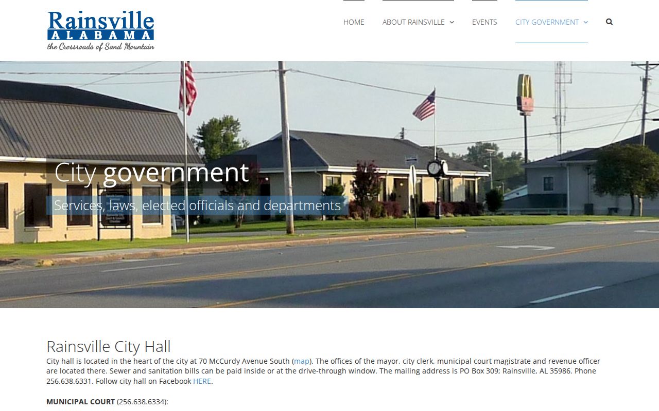 Rainsville city government police contact page